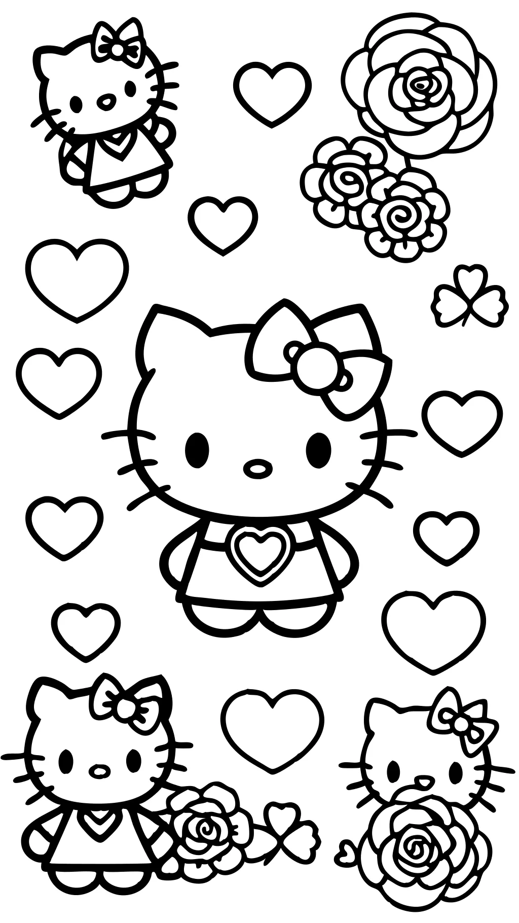 Valentine Hello Kitty Coloring Pages